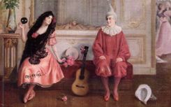 Vintage Postcard Pierrot Pierrots Love at first sight