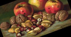 Postal Fantasia Natural muerto Manzanas Nuez