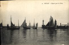 Vintage Postcard Headlight Departure for the Royan sin