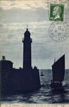 Vintage Postcard Headlight Treport the headlight and the pier effect of moonlight Boat