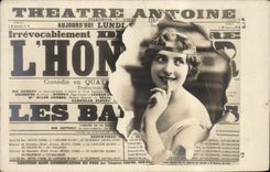 Vintage Postcard Fantasy Newspapers Newspaper Theater Antoine Femme