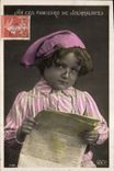 Vintage Postcard Fantaisie Newspapers Newspaper Erased It Child Journalist