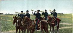 Vintage Postcard Militaria Artillery Trumpets Horse