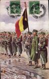 Vintage Postcard Militaria Chasseurs touches bottoms Belgian With the flag