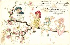 CPA Fantaisie Fleurs Enfants