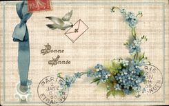 CPA Fantaisie Fleurs Colombe