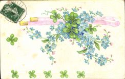 CPA Fantaisie Fleurs Trefles