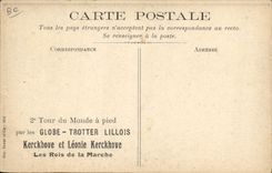 CPA Globe Trotters Globe-Trotters 2eme Tour du Monde a pied Kerkhove et Leonie Kerckhove Les rois de la marche Medaille TOP