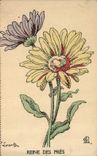 CPA Fantaisie Fleurs Reine des Pres