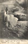 CPA Phare Dieppe Le phare un jour de tempete