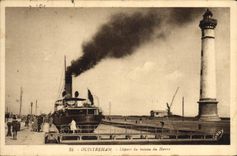 Vintage Postcard Headlight Ouistreham Departure of the boat of Le Havre