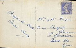 Vintage Postcard Dunkirk Headlight the pier Night effect Boat