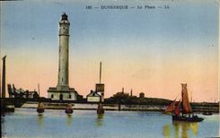 Vintage Postcard Headlight Dunkirk Boat