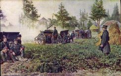 CPA Militaria Artillerie belge en action
