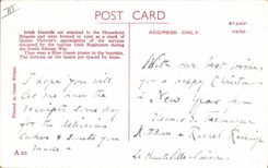 Vintage Postcard Militaria The Irish guards with to their mascot Dog