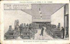 CPA Fantaisie Journaux Journal Sa fabrication Vue de l'atelier de clicherie 