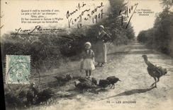 CPA Folklore Les chansons de Jean Rameau illustrees Les dindons Enfant