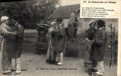 CPA Folklore Les chansons de Jean Rameau illustrees Le dimanche au village