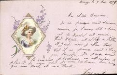 CPA Fantaisie Fleurs Femme