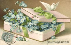 CPA Fantaisie Fleurs Colombe