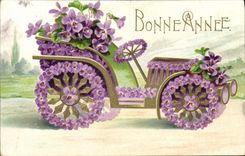 CPA Fantaisie Fleurs Automobile 