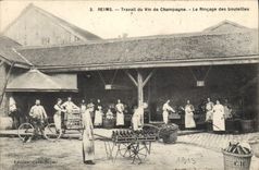 CPA Folklore Vigne Vendanges Reims Travail du vin de Champagne Le rincage des bouteilles TOP