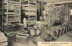 CPA Folklore Vigne Vendanges Entrepot de vins & spiritueux Rue Saint Julien Felix Potin Nancy TOP
