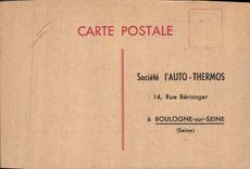 CPA Publicite Vite Mieux Meilleur Auto Thermos Rue Beranger Boulogne