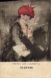 CPA Publicite Prenez une cigarette Teofani Femme 