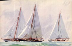 CPA Fantaisie Illustrateur Haffner Bateau Yachts de courses Croisieres 