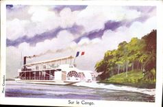 CPA Fantaisie Illustrateur Haffner Bateau Sur le Congo 