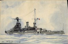 CPA Fantaisie Illustrateur Haffner Bateau de Guerre Cuirasse Provence