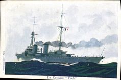CPA Fantaisie Illustrateur Haffner Bateau de Guerre Le Croiseur Foch 