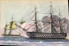 CPA Fantaisie Illustrateur Haffner Bateau de Guerre Vaisseaux Combat a l'embossage