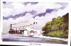 CPA Fantaisie Illustrateur Haffner Bateau Sur le Congo