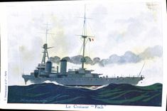CPA Fantaisie Illustrateur Haffner Bateau de Guerre Croiseur Foch