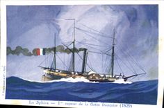 CPA Fantaisie Illustrateur Haffner Bateau Le Sphinx 1er vapeur de la flotte francaise 1829 