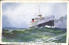 CPA Fantaisie Illustrateur Haffner Bateau Le Jacques Cartier de la Cie Gle Transatlantique en croisiere LMC 