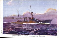 CPA Fantaisie Illustrateur Haffner Bateau de Guerre Croiseurs Type Tourville 