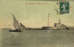 CPA Phare Cette Entree du port Bateau