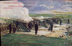 CPA Militaria Une batterie de 130 mm Frere Mathias 