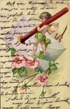 CPA Fantaisie Fleurs Ange