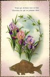 CPA Fantaisie Fleurs Poisson 
