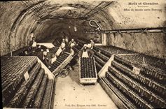 CPA Folklore Vin Vignobles Champagne Moet et Chandon Mise en masses apres remuage 