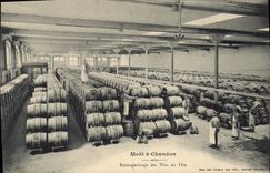 Vintage Postcard Folklore Wine Vineyards Moet Champagne and Chandon Storage of the wines out of barrels