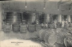Vintage Postcard Folklore Wine Vineyards Champagne Moet and Chandon Fermenting room