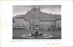 CPA Publicite Le Puy Vue panoramique de la ville La place du Breuil La fontaine Crozatier La cathedrale Notre Dame de France Maurin Quina Boulevard Gambetta Le Puy
