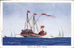 CPA Fantaisie Illustrateur Haffner Bateau Galere du 16eme 