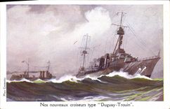 CPA Fantaisie Illustrateur Haffner Bateau de Guerre Croiseurs type Duguay Trouin 