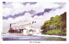 CPA Fantaisie Illustrateur Haffner Bateau Sur le Congo 